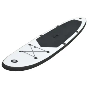 Set de placă SUP gonflabilă , negru și alb - Această placă SUP este ideală pentru începători, paddling pentru amatori și surf pe valuri mici, oferind confort și stabilitate. Prevăzută cu supape c...