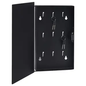 Casetă pentru chei cu tablă magnetică, negru, 30 x 20 x 5,5 cm - Această cutie pentru chei are o ușă frontală magnetică și este potrivită pentru camera de zi și birou. Dulăpiorul pentru chei este fabricat din oțel r...