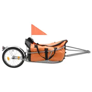 Remorcă de bicicletă pentru bagaje cu sac, portocaliu și negru - Această remorcă de bicicletă pentru bagaje va fi o alegere ideală atunci când vă aventurați cu bicicleta la drum și aveți nevoie de capacitate suplime...