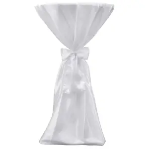 Husă de masă albă, 60 cm, cu fundă, 2 buc - Această husă de masă albă cu tăietură pe toată lungimea este potrivită pentru mesele rotunde de bar la nunți, petreceri, banchete sau alte ocazii. Hus...