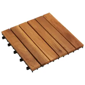 Set dale din lemn de salcâm cu model vertical 30 x 30 cm, 30 buc. - Acest set de 30 de dale din lemn de masiv va fi perfect pentru împodobirea suprafețelor sau aleilor din grădină, terasă, balcon sau altă cameră. Model...