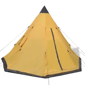 Cort pentru 4 persoane, Galben - Acest cort este perfect pentru toate aventurile dvs. de camping! Are un interior confortabil, potrivit pentru camping în aer liber, festivaluri și pen...