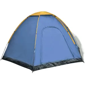 Cort pentru 6 persoane, albastru și galben - Acest cort este perfect pentru toate aventurile dvs. de camping! Are un interior confortabil, potrivit pentru camping în aer liber, festivaluri și pen...