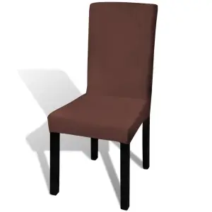 Huse de scaun elastice drepte, 4 buc., maro - Aceste huse pentru scaune sunt moi și nu se șifonează, putând fi folosite în diferite locații, precum restaurante, hoteluri, reședințe private sau la...
