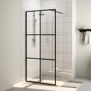 Paravan de duș walk-in negru 115x195 cm sticlă ESG transparentă - Aduceți un plus de estetică modernă în baia dvs. cu acest paravan de duș walk-in din sticlă transparentă! Oferă un stil rafinat, cu materiale premium,...