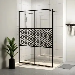 Paravan de duș walk-in negru 140x195 cm sticlă ESG transparentă - Aduceți un plus de estetică modernă în baia dvs. cu acest paravan de duș walk-in din sticlă transparentă! Oferă un stil rafinat, cu materiale premium,...