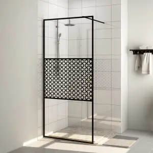 Paravan duș walk-in, negru, 100x195 cm, sticlă ESG transparentă - Aduceți un plus de estetică modernă în baia dvs. cu acest paravan de duș walk-in din sticlă transparentă! Oferă un stil rafinat, cu materiale premium,...