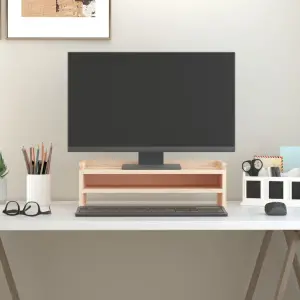 Suport pentru monitor, 50x24x16 cm, lemn masiv de pin - Acest suport clasic pentru monitor, din lemn, cu un design minimalist, adaugă o notă frumoasă spațiului dvs. de locuit actual. Lemn masiv de pin: Lemn...