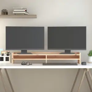 Suport pentru monitor, 100x24x16 cm, lemn masiv de pin - Acest suport clasic pentru monitor, din lemn, cu un design minimalist, adaugă o notă frumoasă spațiului dvs. de locuit actual. Lemn masiv de pin: Lemn...