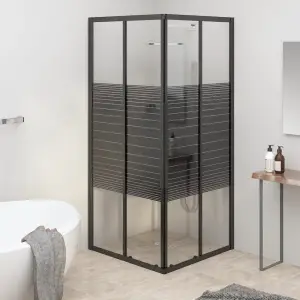 Cabină de duș cu dungi, negru, 80x80x180 cm, ESG - Această cabină de duș, cu un design minimalist, este cu siguranță un produs fabulos în baia dumneavoastră și este ușor de utilizat. Material robust: C...