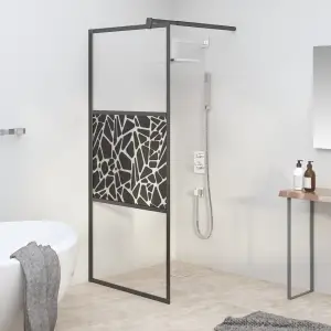 Paravan de duș walk-in negru 80x195 cm sticlă ESG model piatră - Aduceți un aspect proaspăt în estetica băii dumneavoastră cu acest perete modern de cabină de duș cu sticlă ESG! Material premium: Paravanul de duș es...