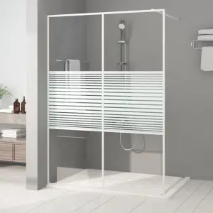 Perete de duș walk-in, alb, 140x195 cm, sticlă ESG transparentă - Aduceți un aspect proaspăt în estetica băii dumneavoastră cu acest perete modern de cabină de duș walk-in, cu sticlă ESG! Structură rezistentă și stab...