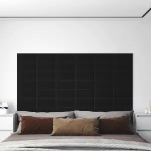 Panouri de perete 12 buc. negru 30x15 cm textil 0,54 m² - V-ați săturat să vă uitați la peretele gol și plictisitor? Așadar, aceste panouri de perete la modă sunt alegerea potrivită pentru a transforma un per...
