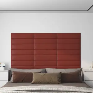 Panouri perete 12 buc. roșu vin 60x15cm piele ecologică 1,08 m² - V-ați săturat să vă uitați la peretele gol și plictisitor? Așadar, aceste panouri de perete la modă sunt alegerea potrivită pentru a transforma un per...