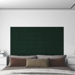 Panouri de perete 12 buc. verde închis 30x15 cm catifea 0,54 m² - V-ați săturat să vă uitați la peretele gol și plictisitor? Așadar, aceste panouri de perete la modă sunt alegerea potrivită pentru a transforma un per...