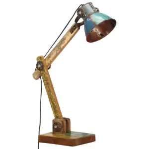 Lampă de birou industrială multicolor 23x18x95 cm E27 rotund - Această lampă de birou cu braț reglabil este perfectă pentru orice interior rural sau industrial. Lemn masiv reciclat: Lemnul masiv reciclat constă di...