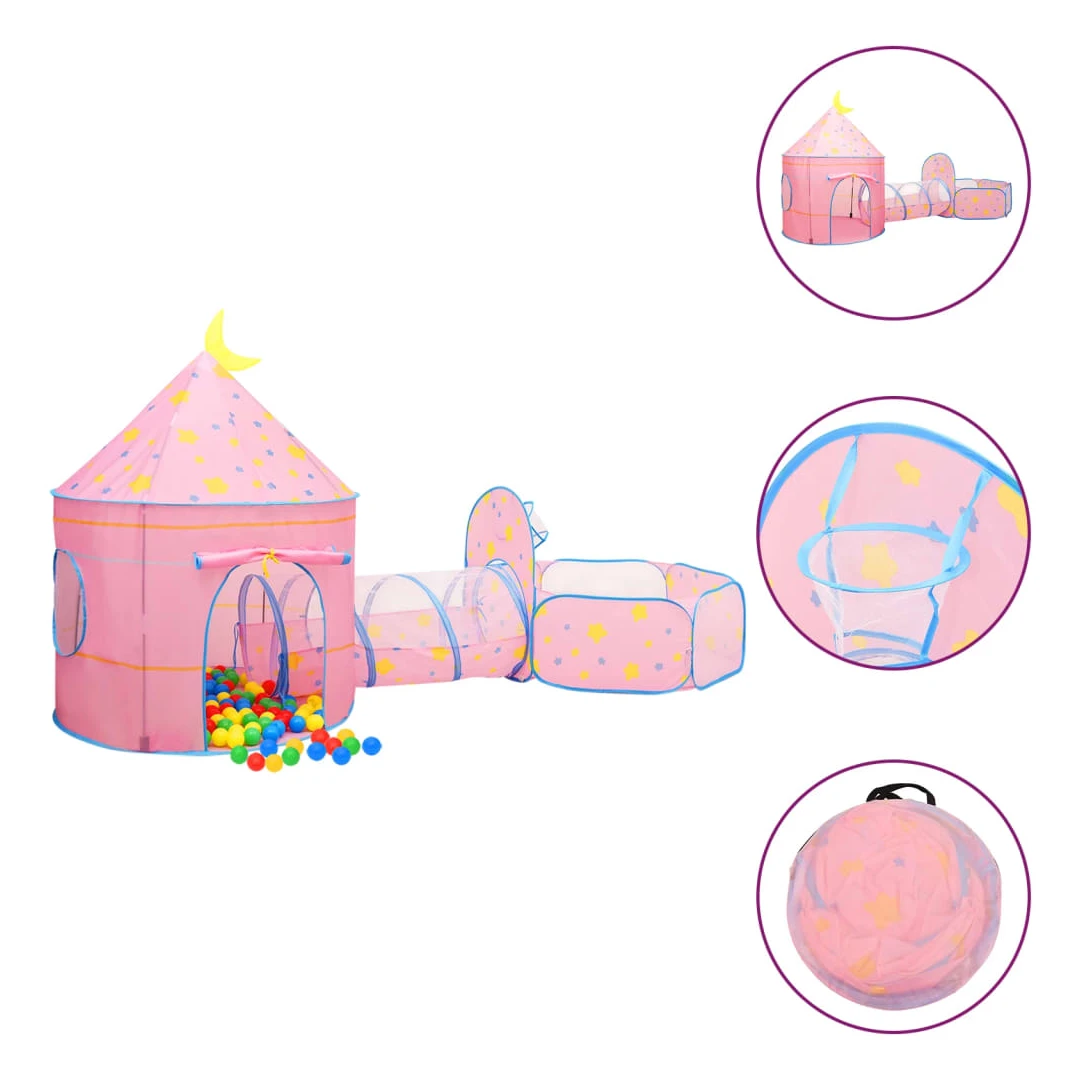 Cort de joacă pentru copii, roz, 301x120x128 cm - Acest cort de joacă încântător, cu un tunel, va aduce o mare bucurie copilului dvs. iubit. Micuțul dvs. cu siguranță va adora acest cort de joacă! Mat...