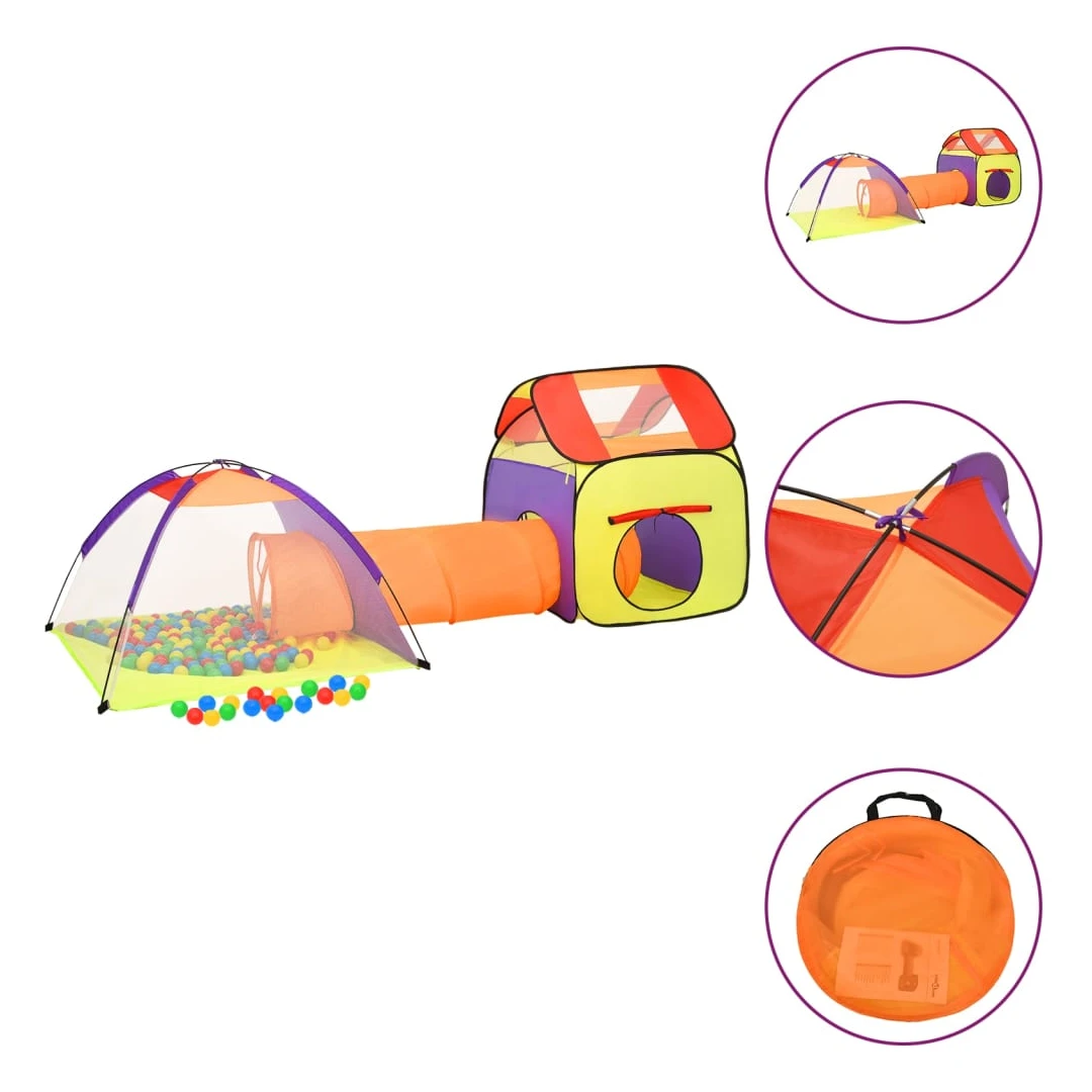 Cort de joacă pentru copii, multicolor, 338x123x111 cm - Acest cort de joacă super modern, cu un tunel, va aduce o mare bucurie copilului dvs. iubit. Micuțul dvs. cu siguranță va adora acest cort de joacă! M...