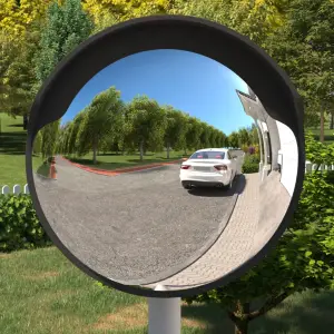 Oglindă de trafic convexă exterior, negru, Ø60 cm, policarbonat - Această oglindă de trafic practică este o alegere ideală atât pentru securitate, cât și pentru siguranță. Material durabil: Oglinda convexă este fabri...