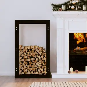 Rastel pentru lemne de foc, negru, 60x25x100 cm lemn masiv pin - Acest rastel pentru lemne de foc este o soluție ideală pentru depozitarea ordonată a lemnelor de foc. Lemn masiv de pin: Lemnul masiv de pin este un m...