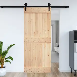 Ușă, 70x210 cm, lemn masiv de pin - Această ușă din lemn masiv de pin este concepută pentru a îmbogăți intrarea în casa dvs. și pentru a vă face locuința mai sigură. Lemn masiv de pin: A...