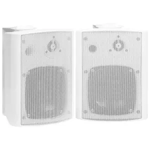 Boxe stereo de perete, 2 buc., alb, 100 W, interior/exterior - Aceste boxe de perete elegante, cu două căi, sunt potrivite pentru utilizare în interior și exterior. Vor excela ca o pereche stereo simplă, pentru mu...