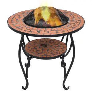 Masă cu vatră de foc, mozaic, cărămiziu, 68 cm, ceramică - Acest bol pentru foc va fi un plus decorativ pentru grădina sau curtea dvs. interioară, în timp ce vă va încălzi, atunci când se lasă rece seara. Fiin...