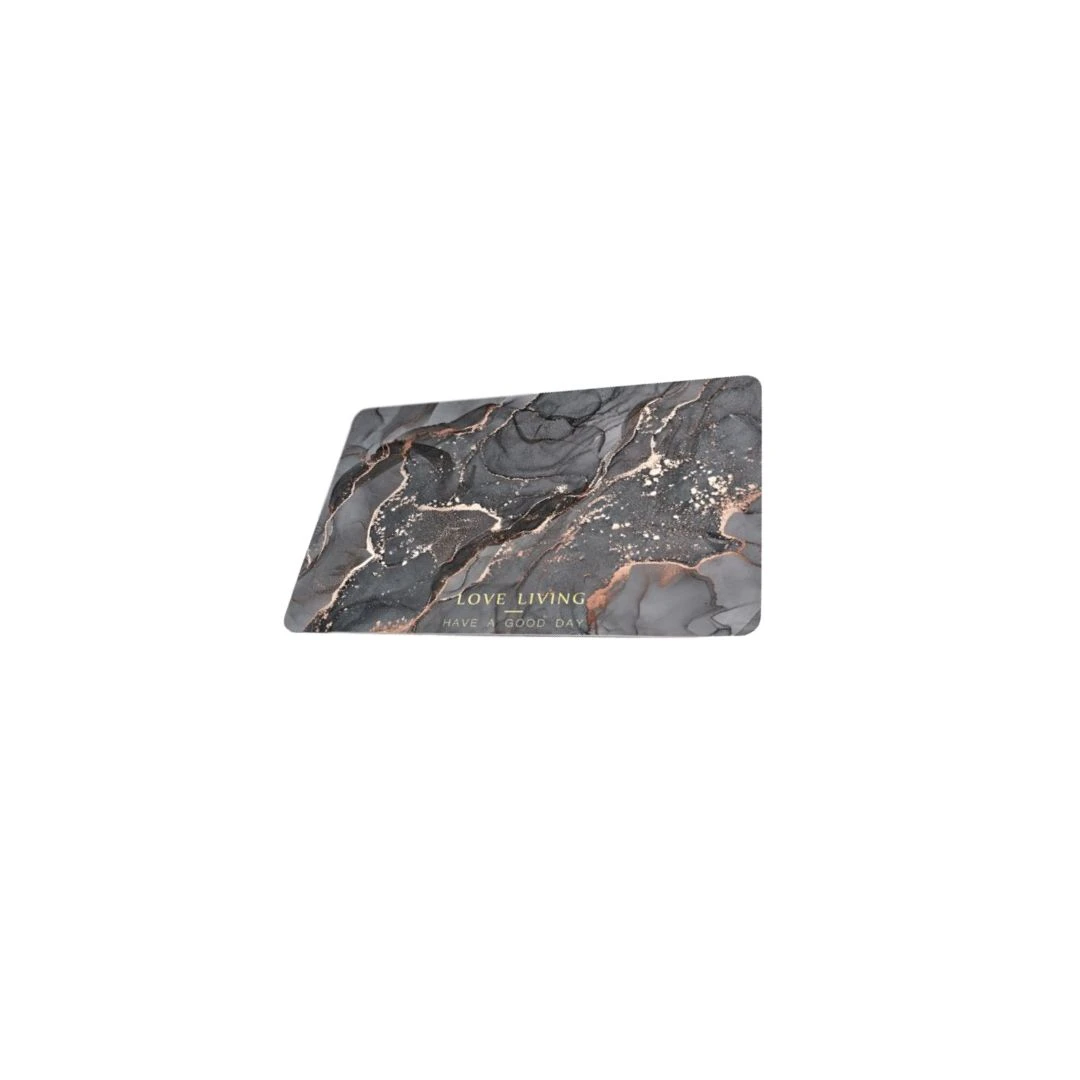 Covoras pentru baie Love Living ultra absorbant, anti-alunecare, material Diaton, Model Marmura Lux , 40 x 60 cm, Black - 