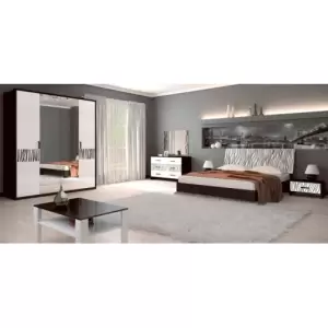 Mobila dormitor Terra Alb/Negru 3 Sectiuni - Avem pentru tine mobilier dormitor cu dulap i212xL137xL55cm, pat 160x200, culoare alb+negru. Mobila dormitor de calitate la preturi avantajoase.