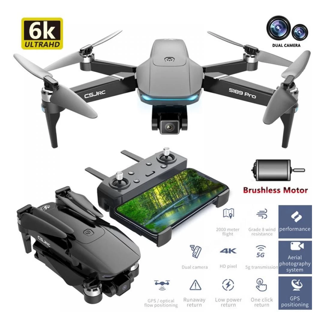 Drona CSJ S189 PRO 4K 5G GPS brate pliabile wifi 5G buton de Return To Home camera 4K HD cu transmisie live pe telefon capacitate baterie 7.4V 3500 mAh autonomie zbor ~ 25 de minute - Avem pentru tine drona incepatori, camera 4k, 5g, brate pliabile, wifi, baterie 3500mAh, gps, zbor 25min. Produse de calitate la preturi avantajoase.