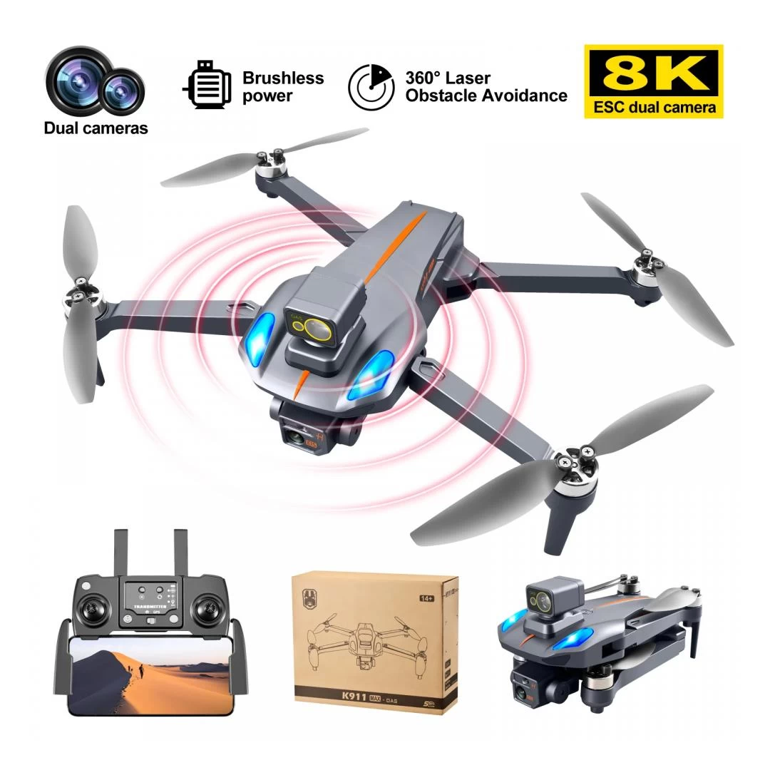 Drona K911 MAX GPS cu obiectiv pentru evitarea obstacolelor laser 360¶ø cu 2 camera 4k/8k HD ESC FPV 5G Wifi GPS brate pliabile distanta de control: ~1200 m autonomie zbor ~ 20 de minute - Avem pentru tine drona profesionala, camere 4k si 8k, 5g, brate pliabile, baterie 1200mAh, gps, zbor 20min.. Produse de calitate la preturi avantajoase.