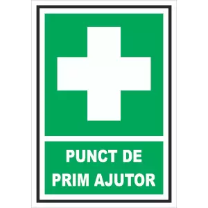 PUNCT DE PRIM AJUTOR - Prinde si tu oferta la Panou informare autocolant asupra unui risc sau a unui pericol.