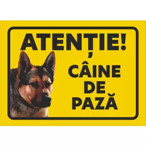 CAINE DE PAZĂ - Chiar acum Panou informare autocolant transmite semnalul de avertizare asupra unui pericol. La dispozitia dumneavoastra!
