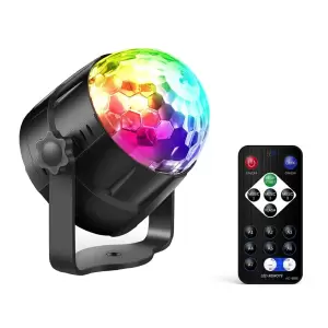Proiector Disco LED RGB cu  Telecomanda, Senzori de Sunet, 7 moduri diferite de iluminare, 9 x 8,5 cm - 