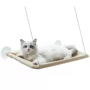 Hamac pentru pisicute cu prindere pe geam, Bej, 55 x 32 cm, Greutate maxim admisa 17 kg - 