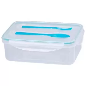 Cutie/caserola alimente, plastic, etansa, albastru, 1 compartiment, cu lingura si furculita, 1.5 L, 22x15.2x7.6 cm, MagicHome - <p>Cutie/caserola alimente, plastic, etansa, albastru, 1 compartiment, cu lingura si furculita, 1.5 L, 22x15.2x7.6 cm, MagicHomeAceasta este cutia ideala pentru a-ti aduce pranzul cu tine oriunde doresti. Destinata special pentru a facilita transportul alimentelor, aceasta cutie include si o furculita si o lingura. Poate fi curatata inclusiv la masina de spalat vase si se poate pastra in frigider sau congelator fara probleme!Caracteristici:Volum: 1.5 LLungime: 22 cmLatime: 15.2 cmInaltime: 7.6 cmGreutate: 0.28 kg</p>