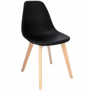 Scaun stil scandinav, PP, lemn, negru, 46x52x82 cm, Ada - Scaun stil scandinav, PP, lemn, negru, 46x52x82 cm, AdaScaunul are o forma simpla si universala si se potriveste perfect in interioarele moderne si scandinave.Are spatar rotunjit realizat din plastic - polipropilena rezistenta, iar picioarele scaunului sunt fabricate din lemn rezistent de fag care va asigura o stabilitate ridicata.Specificatii:Material scaun: polipropilenaMaterial picioare: lemn de fagGreutate maxima suportata: 100 kgDimensiuni:Inaltime totala: 82 cmLungime totala: 46 cmLatime totala: 52 cmInaltime pana la sezut: 43 cmLungime sezut: 49 cmLatime sezut: 40 cmDistanta dintre picioare: 35 cm