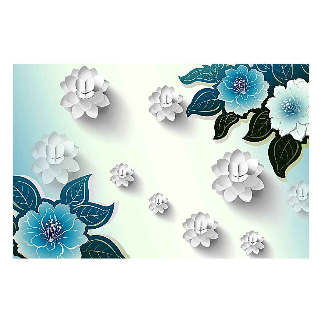 Fototapet autocolant Flori albastre si albe, 250 x 200 cm - 