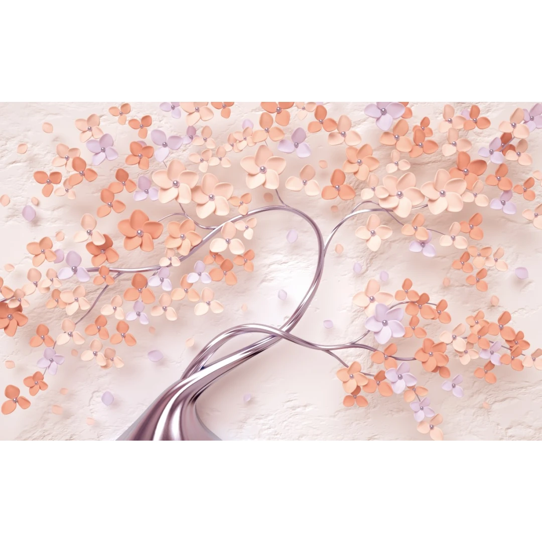 Fototapet Pom cu flori crem, abstract, 400 x 250 cm - 