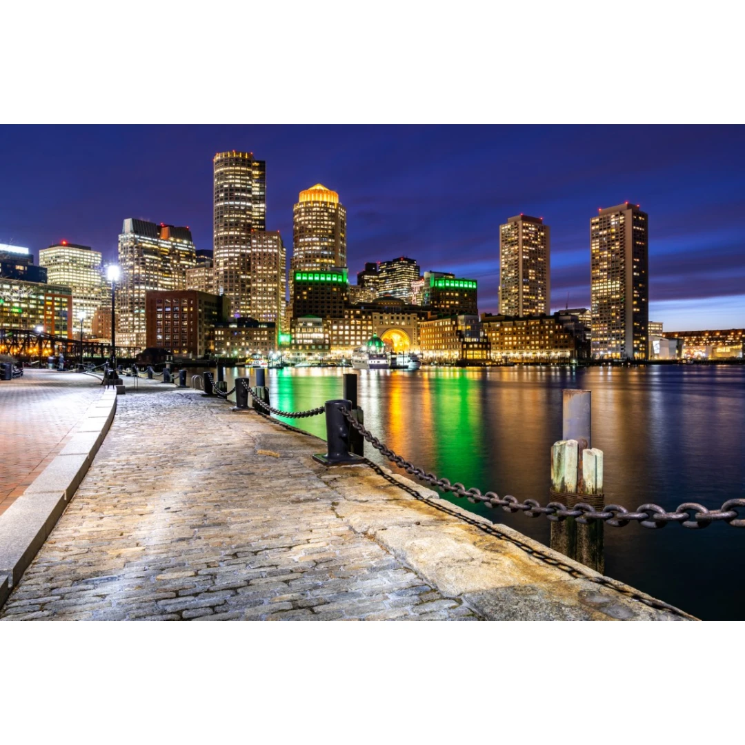 Fototapet City45 Boston noaptea, 250 x 200 cm - 