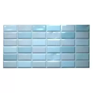 Panou decorativ, PVC, model caramida 3D, albastru, 96x48.5 cm - 