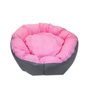 Culcus impermeabil, pentru caine/pisica, model buline, roz, 67 cm - 
