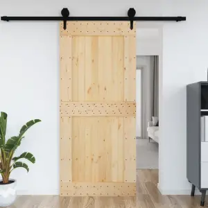 Ușă, 100x210 cm, lemn masiv de pin - Această ușă din lemn masiv de pin este concepută pentru a îmbogăți intrarea în casa dvs. și pentru a vă face locuința mai sigură. Lemn masiv de pin: A...
