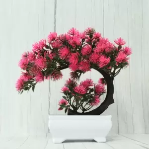 Bonsai decorativ artificial in ghiveci, Roz, 20 cm, MCT-20k322R - 