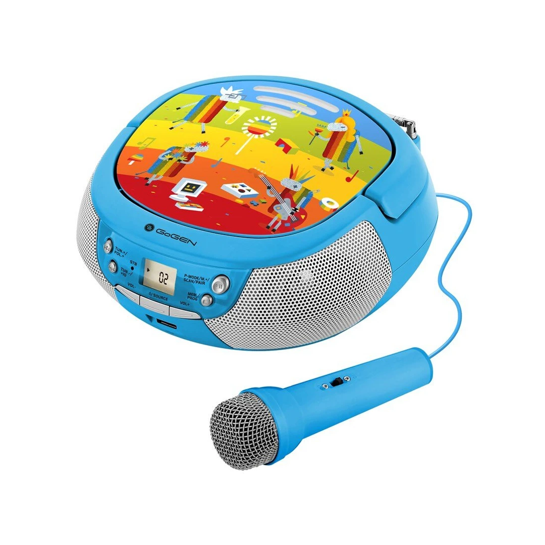 Radio CD pentru copii GoGEN DECKO B, 2 x 0,8 W, Bluetooth, karaoke, microfon, - 