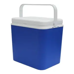 Lada frigorifica volum 30 Litri, pentru camping, iarba verde si diverse activitati, albastra cu alb - 