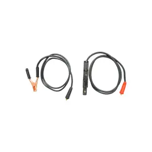 Cabluri sudura Set, 2 x 1.7m, cablu FI 16mm, cu conectori 9mm, culoare rosu cleste electrod si culoare negru cleste masa - 