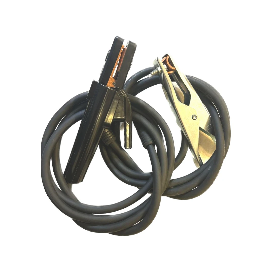 Kit cabluri pentru sudura, sectiune cablu 25 mm, dimensiune 2m / 2m, cu clesti putere amperaj 300A, cu conectori 9mm - 