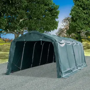 Cort de animale detașabil verde închis 3,3x8 m PVC 550g/m² - Acest cort a fost conceput pentru a adăposti animale mari, precum cai, oi sau vaci. Cortul este ideal pentru a vă adăposti animalele în condiții meteo...