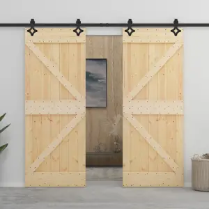 Ușă glisantă cu set feronerie, 80 x 210 cm, lemn masiv de pin - Această ușă glisantă din lemn masiv de pin este proiectată pentru a îmbogăți zona de intrare a casei dvs. și, de asemenea, pentru o securitate mai bun...